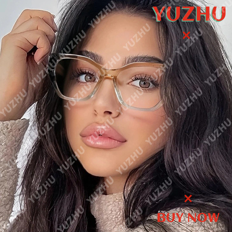 (YUZHU) Classic Anti Blue Light Cat Eye Glasses Leopard Retro Style Computer Glasses