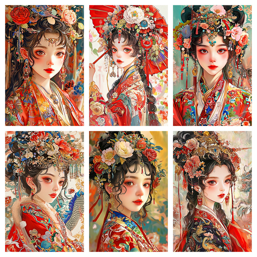 [KS] สาวสไตล์โบราณ 5d ภาพวาดเพชรเพชรเต็มห้องนั่งเล่น PasteDiamond Cross Stitch ห้องนอนห้องรับประทานอาหารเพชรเย็บปักถักร้อยตกแต่งบ้าน 30x40 ซม./40x60 ซม.