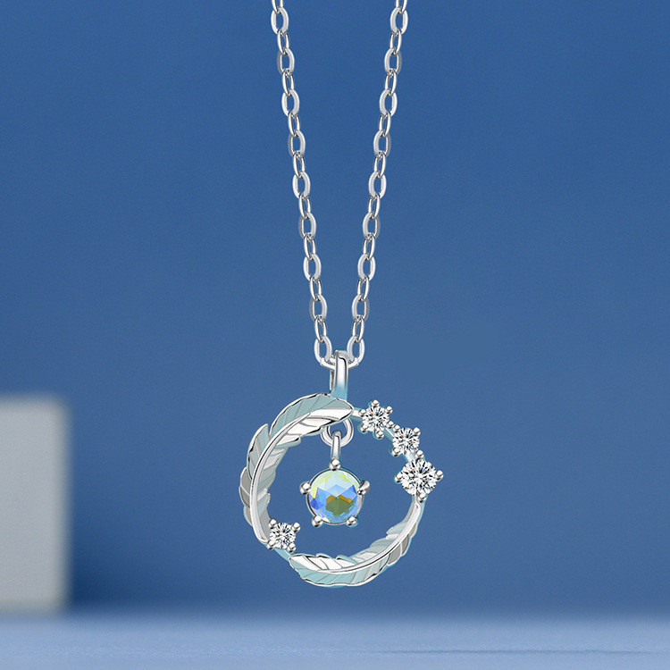 สร้อยคอขนนกหญิง มูนสโตนและโลหะผสม หรูหราสำหรับเป็นของขวัญให้แฟน TNA6