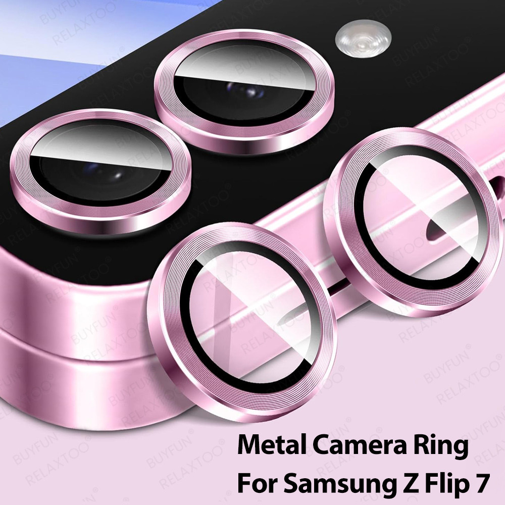 กระจกแหวนเลนส์โลหะ 2 ชิ้นสําหรับ Samsung Galaxy Z Flip 7 SamsungZFlip7 GalaxyZFlip7 5G ฝาครอบป้องกันกล้องด้านหลัง