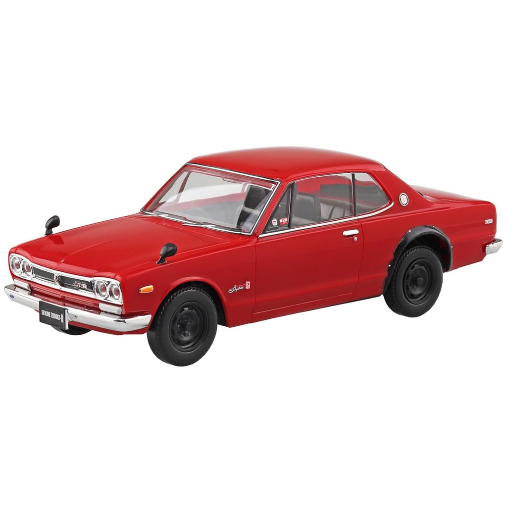 AOSHIMA 1/32 Rakupla Snap Kit No.16-RD Nissan C10 Skyline 2000GT-R Red Pre-painted Plastic Model Car