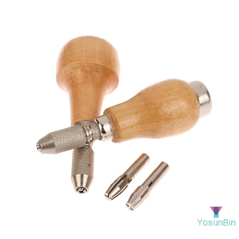 YosunBin] เครื่องมือเครื่องประดับ DIY Jewelers Pin Vise Vice ด้ามไม้ 2 Chuck บิดลวดห่อเจาะชุดเครื่องมือใหม่