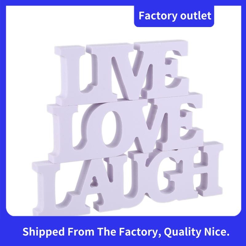 3 ชิ้น LIVE LOVE LAUGH ตัวอักษรไม้สําหรับตกแต่งงานแต่งงาน (สีขาว)