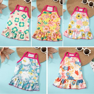 ชุดเดรสสลิปพิมพ์ลายดอกไม้น่ารักน่ารักสําหรับลูกสุนัขและลูกแม…