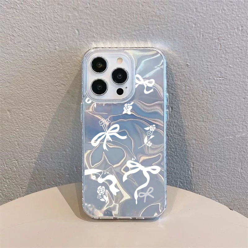 ART เคสไอโฟน ดอกไม้ขนาดเล็กและคันธนู นุ่มสําหรับ Creative Ripple Luster IPhone 11 15 16 13 14 12 Pro Max X XR XSMAX