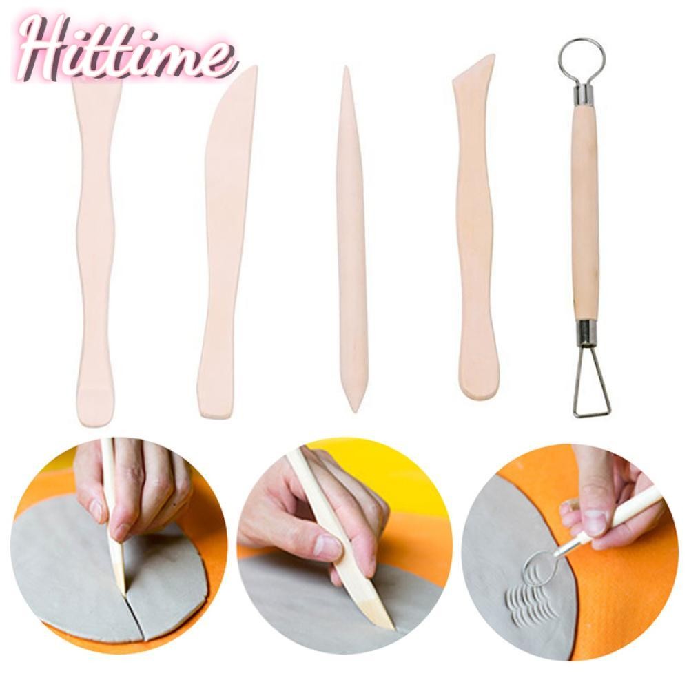 Hittime 5pcs เครื่องปั้นดินเผาไม้เครื่องมือศิลปะ Clay ประติมากรรมแกะสลัก Shapers เครื่องตัด Clay Cra