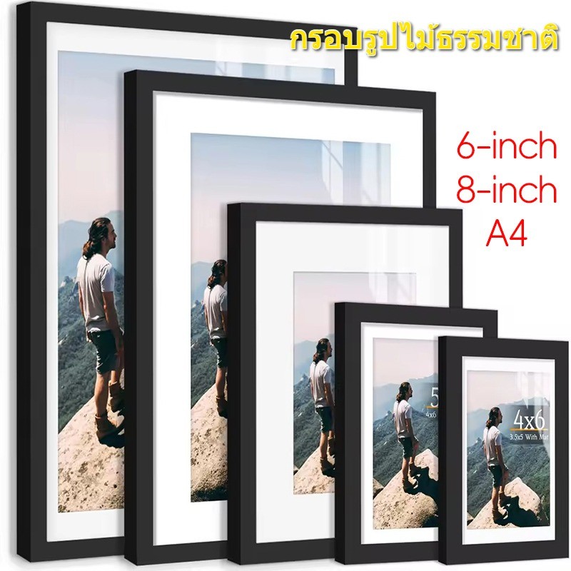 กรอบรูปไม้ธรรมชาติขนาด 6 นิ้ว / 8 นิ้ว / ก4 - แฟชั่นศิลปะภาพผู้ถือจอแสดงผล - บ้านตกแต่งผนังโต๊ะ