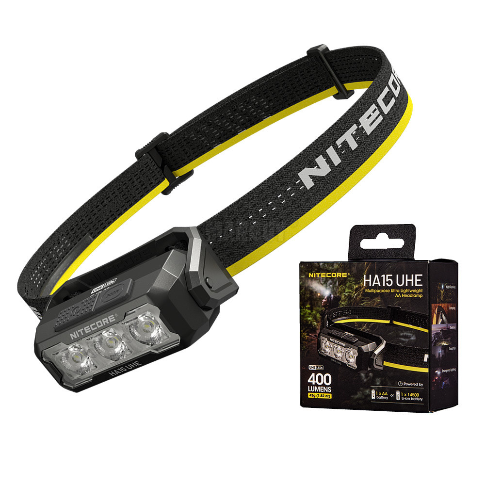 Nitecore HA15 UHE 400 Lumens ไฟหน้า AA น้ําหนักเบาพิเศษอเนกประสงค์