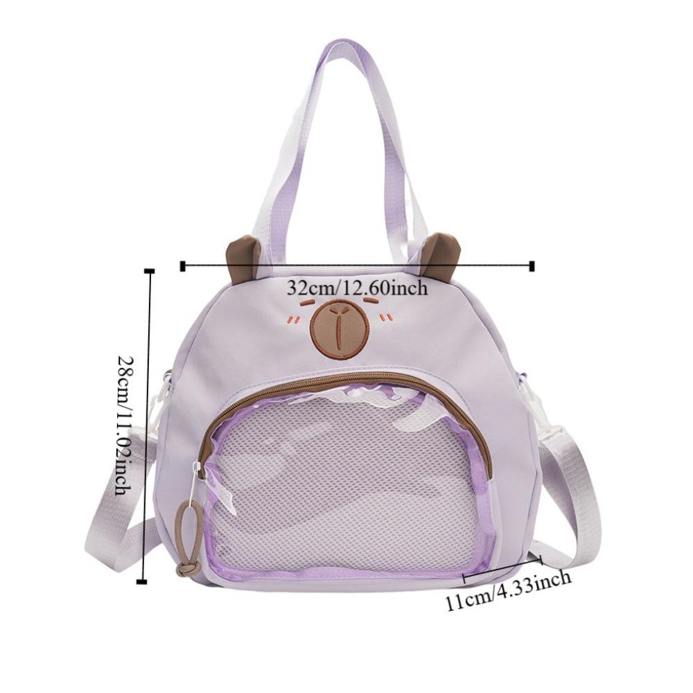Cyberglide Transparent Itabag, กระเป๋าสะพาย Capybara สไตล์ญี่ปุ่นฮาราจูกุ, ป้ายแบบพกพาแสดงความจุขนาดใหญ่กระเป๋าผ้าใบลําลองนักเรียน