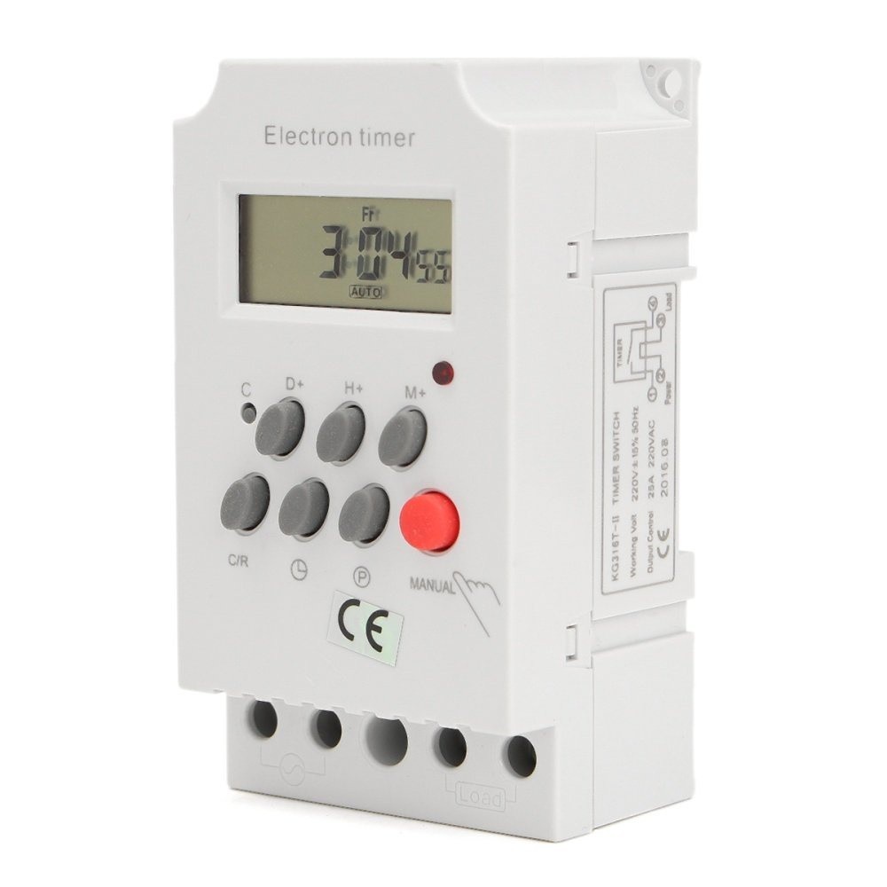 Alithai AC 220V 25A Din Rail Digital Programmable Electronic Timer Switch For KG316T-II