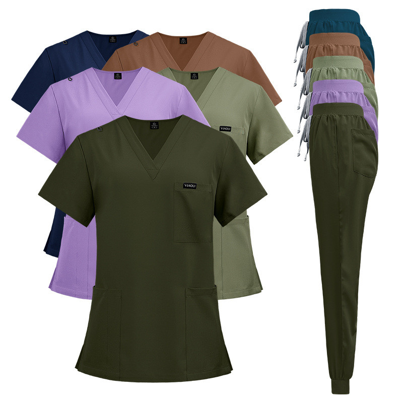 Niaahinn เสื้อ + กางเกงNew Scrub ชุดแฟชั่น Unisex ผู้ชายและผู้หญิง Quick-Drying พยาบาลหมอสัตว์เลี้ยงโรงพยาบาลเสื้อผ้าทํางาน