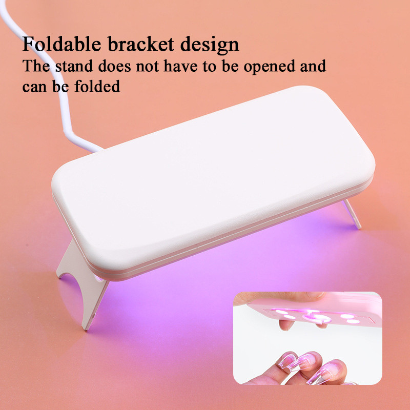 6w Mini เครื่องเป่าเล็บเครื่อง Micro UV LED โคมไฟแบบพกพา USB เล็บเจลเครื่องบ่มพับเล็บ Fast Lighting