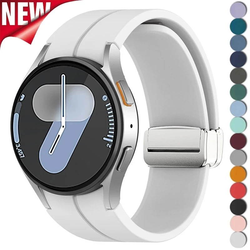 สายซิลิโคนแม่เหล็กสําหรับ Samsung Galaxy Watch 7 6 5 4 40/44 มม.5Pro 45 มม.สร้อยข้อมือสําหรับ Galaxy Watch 6 4Classic 43 มม.47 มม.