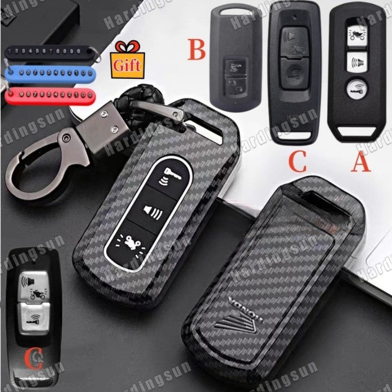 คลังสินค้าพร้อม/ สําหรับ Honda PCX ADV 150 Sh 125 ADV 150, PCX 150 รถจักรยานยนต์สมาร์ทคีย์ฝาครอบคาร์บอนไฟเบอร์ซิลิโคน Key Case Cover