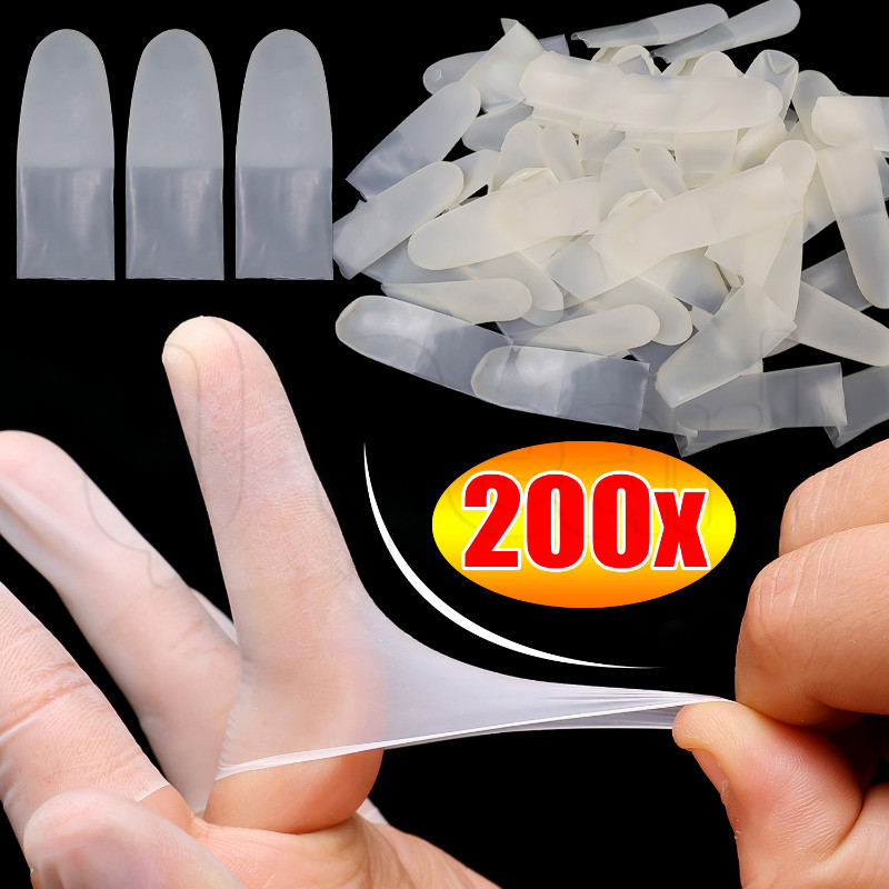 200ชิ้นทิ้งน้ํายางนิ้วครอบคลุม-ทนทานทํางานนิ้วครอบคลุม-ปลอดฝุ่นป้องกันนิ้วครอบคลุม-ลื่น,ป้องกันไฟฟ้าสถิตย์-บางเฉียบยืดหยุ่นน้ํายางปลายนิ้วถุ