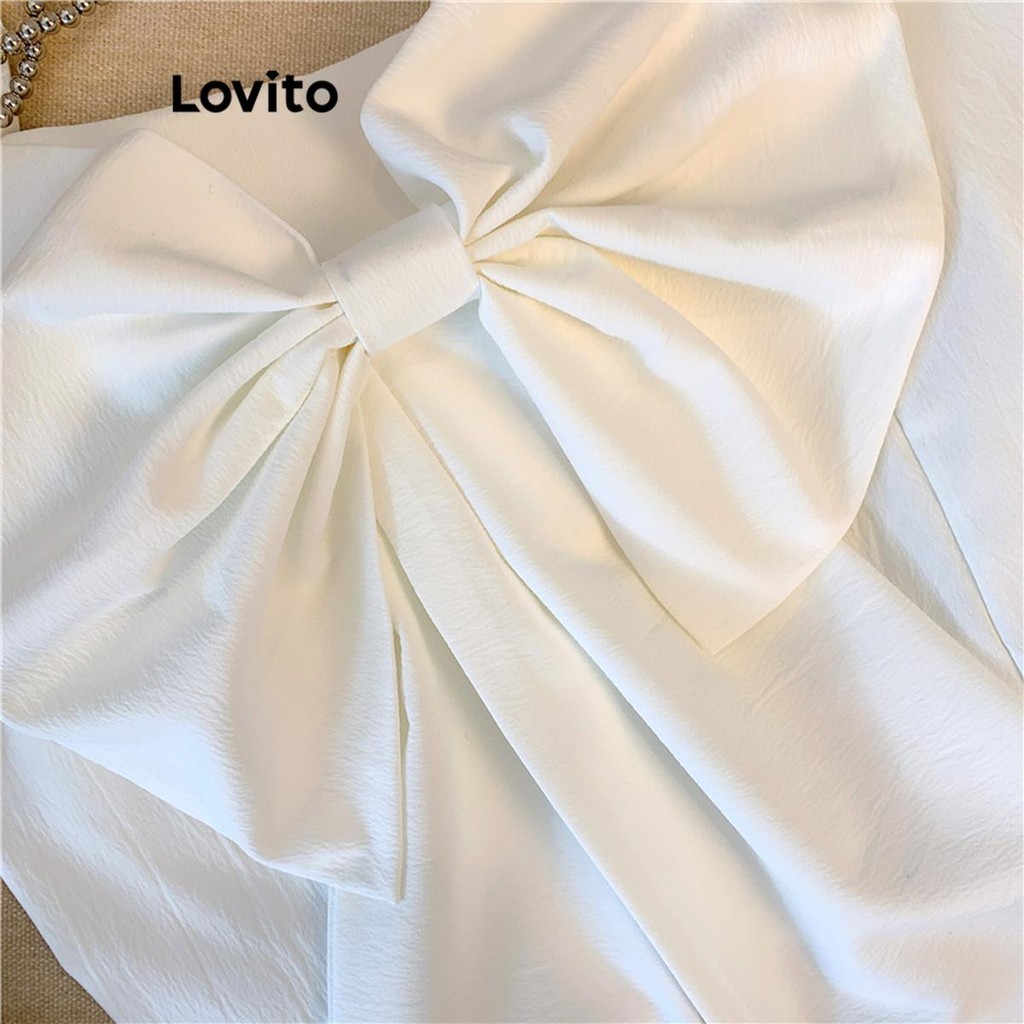 (Trendy) Lovito เสื้อกล้ามลําลองเสื้อกล้ามโบว์ธรรมดาสําหรับผู้หญิง LNA65225