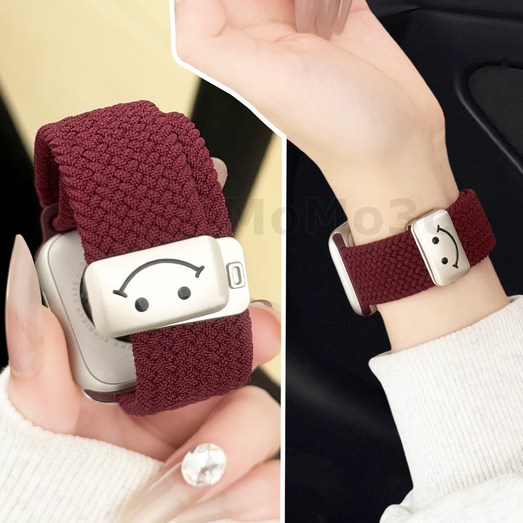 Custom พับแม่เหล็กถัก iWatch สายคล้อง Smile สําหรับ Series 10 46 มม.42 มม.45 มม.44 มม.9 Ultra 8 7 6 