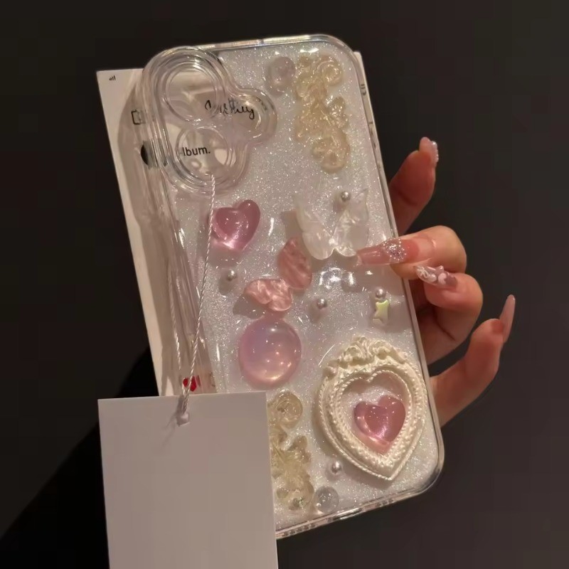 หรูหรา 3D Glitter สร้อยข้อมือผีเสื้อเคสโทรศัพท์สําหรับ for iPhone 17 16Pro Max15 14 13 12 11 Pro Max X XR XS Max 7 8 plus Soft TPU กันกระแทกปกหลัง