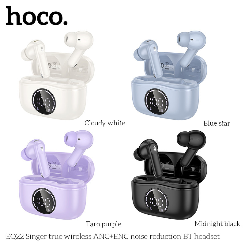 HOCO EQ22 หูฟังบลูทูธ TWS พร้อมระบบตัดเสียงรบกวน ANC + ENC หูฟังไร้สาย ใช้งานได้ 7 ชม. BT 5.4 hc3