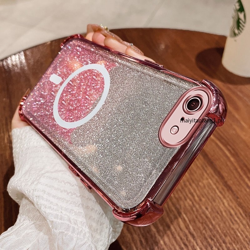 เคส iphone 6 iphone 6s iphone 6 plus เคสโทรศัพท์ 2025 รูปแบบใหม่แม่เหล็กชาร์จเร็วเคสกาวสี่มุมชุบแวววาวใสเคสนิ่มป้องกันเลนส์ฝาครอบกันกระแทก RFVTGBYHZ