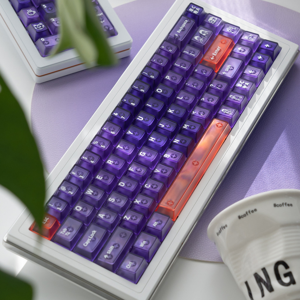 โปร่งใส Foggy Purple Keycaps PC Light Through Cherry Profile keycap ชุดสําหรับคีย์บอร์ดแบบกลไก