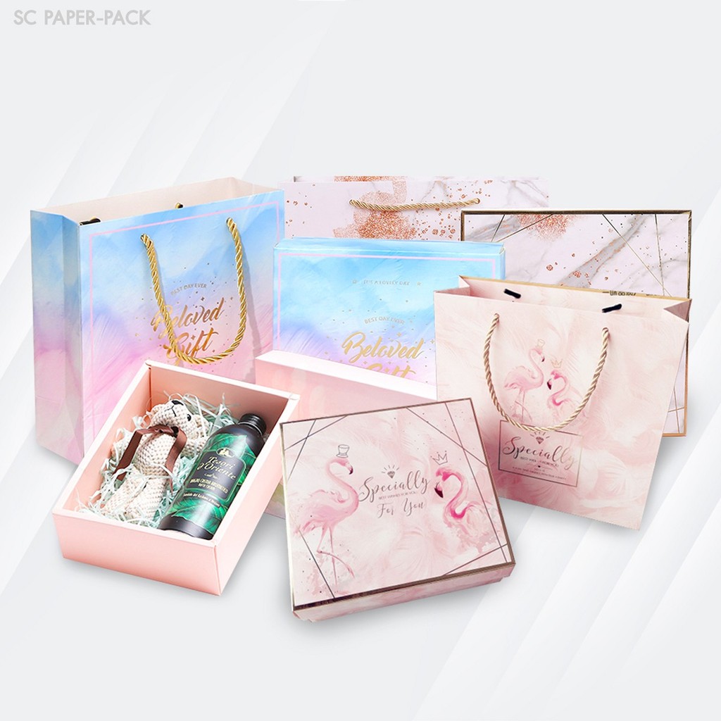 SC Paper-Pack กล่องของขวัญพร้อมถุง Gift Box เเพ็ค 1 ชุด