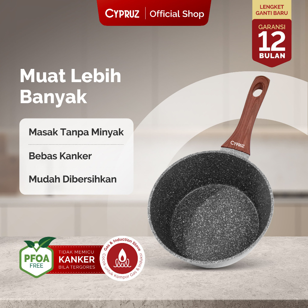 Cypruz Non-Stick หม้อนม Marble Induction Sauce Pan 16ซม