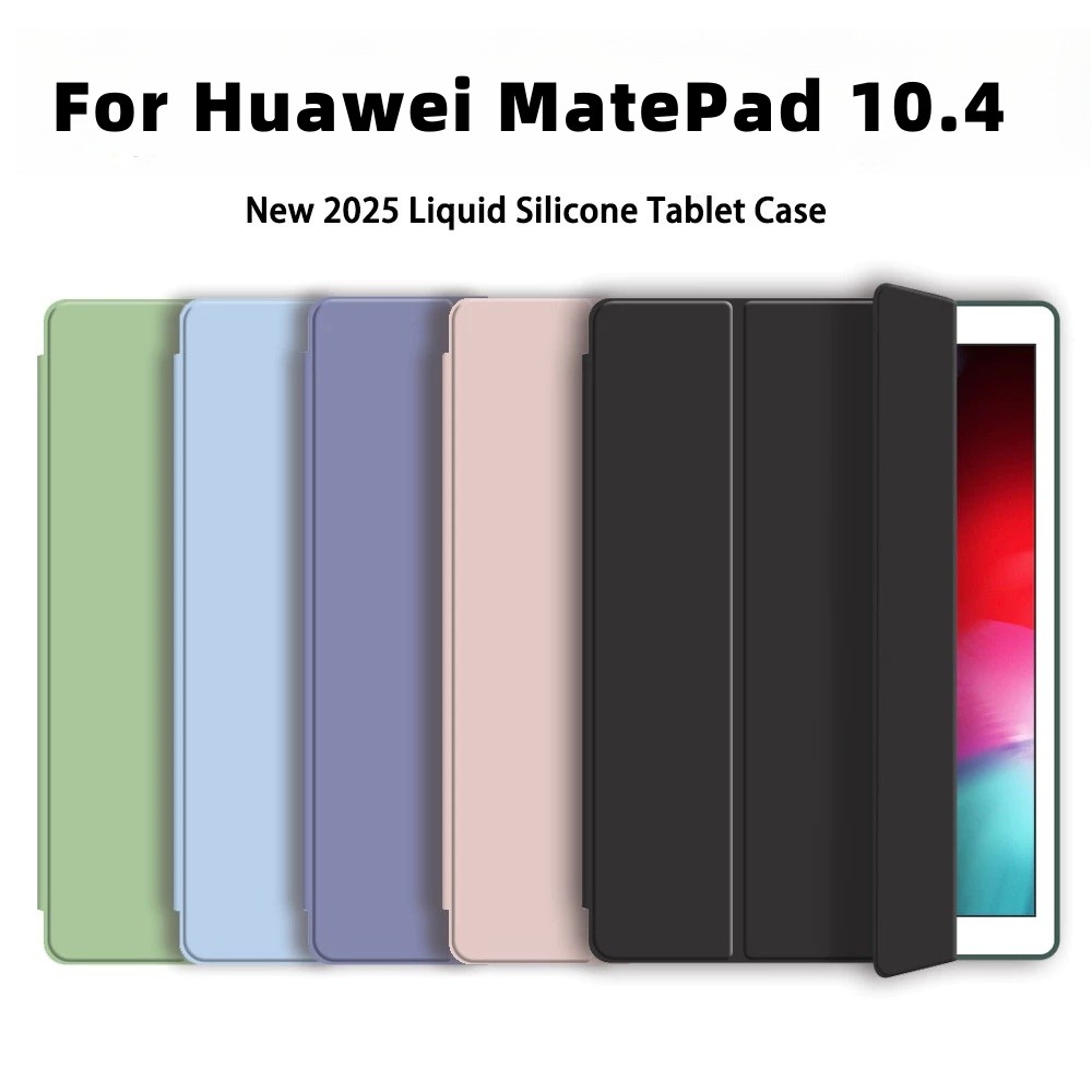 สําหรับ Huawei MatePad 10.4 5G 2022 2020 BAH4-L09 BAH4-W09 BAH3-AN10 BAH3-W09,BAH3-AL00,BAH3-L09,BAH3-W59 สมาร์ทแท็บเล็ตแม่เหล็กสมาร์ทซิลิโคนเหลวพลิกแท็บเล็ต