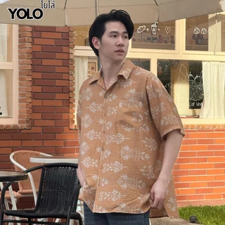 YOLOเสื้อเชิ้ตFREE SIZEเสื้อเชิ้ตแขนสั้น เนื้อผ้าดี ใส่สบาย ผ้าพิมพ์ลายทั้งผืน Y25002