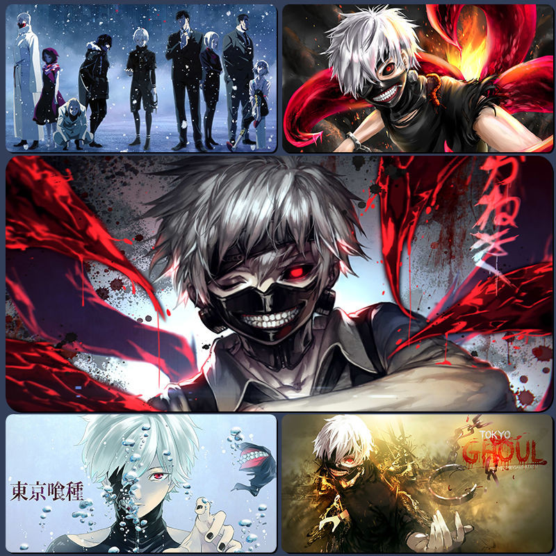 แผ่นรองเมาส์ Tokyo Ghoul แผ่นรองแป้นพิมพ์สํานักงานขนาดใหญ่แผ่นรองโต๊ะคอมพิวเตอร์ Seaming การปรับแต่งหนา