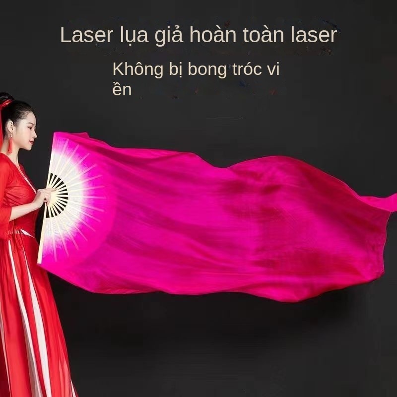 พัดผ้าไหมแท้สำหรับรำพัด พัดผ้าไหมยาวพิเศษสไตล์จีนสำหรับใช้ในงานแสดง สีแดงสดไล่สีและสีชมพูกุหลาบ - รูปที่ 5