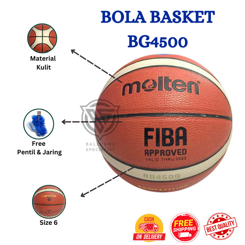 [ต้นฉบับพรีเมี่ยม] BG4500 LEATHER BASKETBALL / BG4500 BASKETBALL ฟรีวาล์วและNET