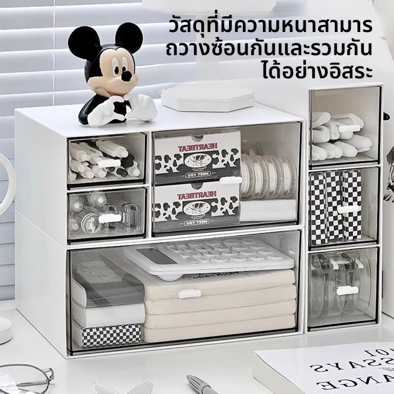 อะคริลิโปร่งใสกล่องเก็บลิ้นชักเครื่องเขียนเครื่องสําอางจัดระเบียบโต๊ะการจัดการภาพ | Influencer สไตล์เดียวกันสไตล์หรูหรา