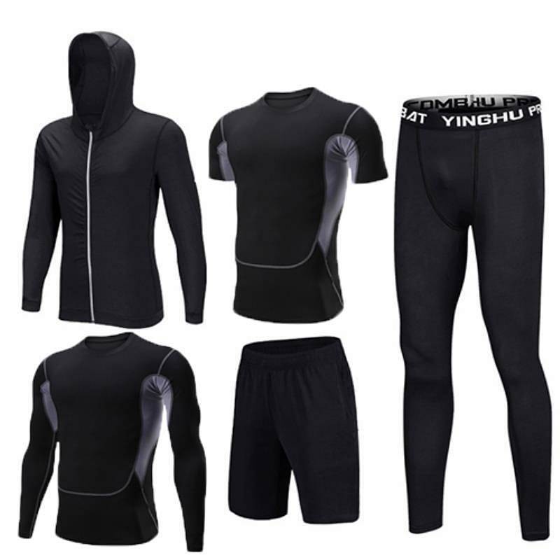 Men's Quick-Drying Workout Clothes Running Device plus Size Tights Fit Basketball Sports 5Vf6