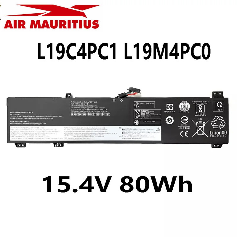 แบตเตอรี่แล็ปท็อป  L19C4PC0 L19M4PC0 15.4V 80Wh สำหรับ Lenovo IdeaPad Y550-14 Legion 5P-15IMH05 Legi