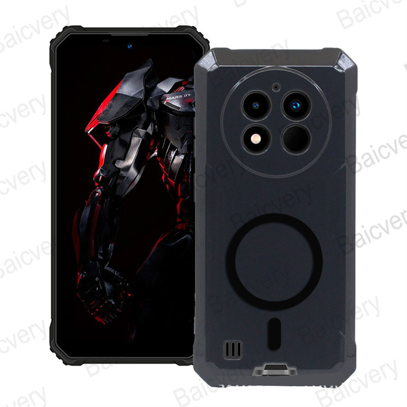 ปลอกสําหรับ Oukitel G1 สีดําโปร่งใส TPU ฝาครอบป้องกันด้านหลังพร้อมสติกเกอร์แม่เหล็ก