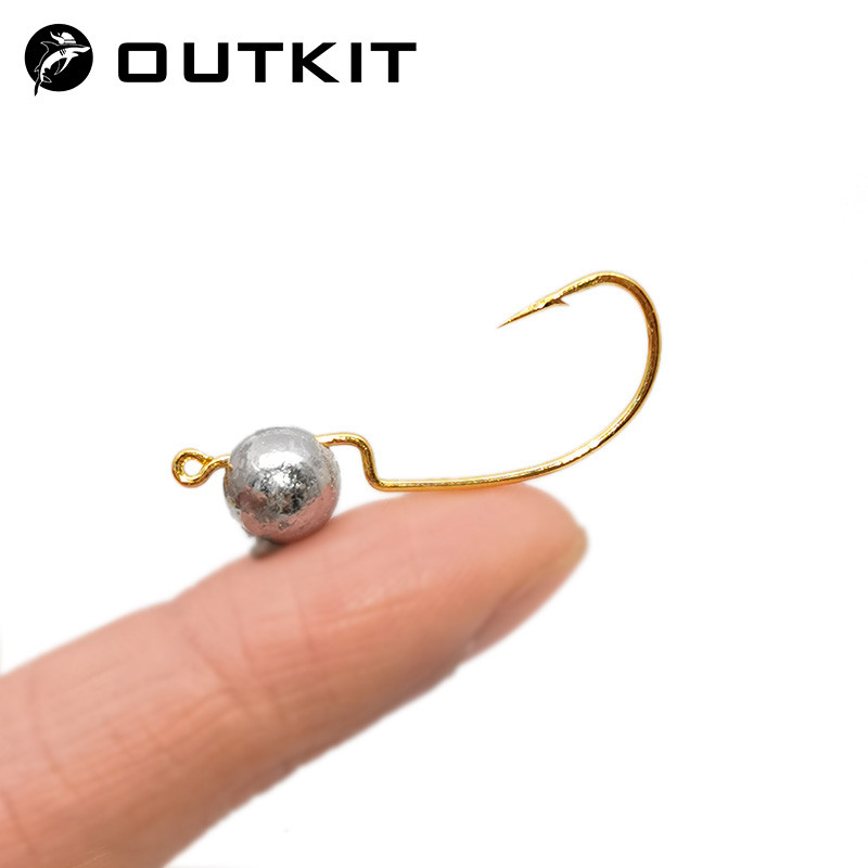 Outkit Jig Mini Head Hook 1g/2g/3g 10 ชิ้น/ล็อต Rockfishing Hook Lure Jig Grank Hook Soft Worm Fishi