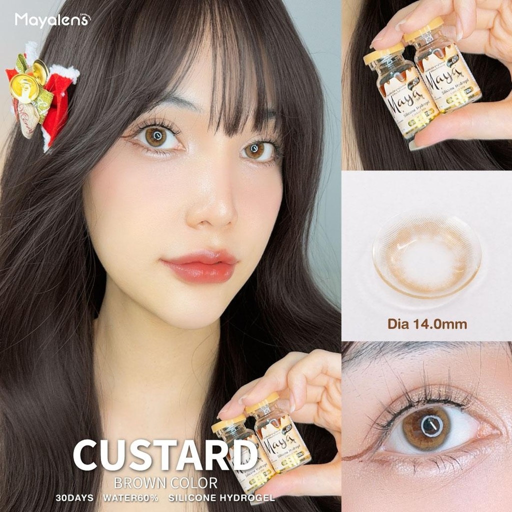🔥คอนแทคเลนส์ Silicone Hydrogel ค่าอมน้ำ 60%❤️Size : S❤️รุ่น Custard (Mayalens Premium)