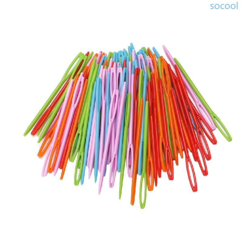 Soc * 100 ชิ้นเด็กพลาสติกสีสันสดใส 7 ซม. Tapestry Binca เย็บเส้นด้ายขนสัตว์ DIY