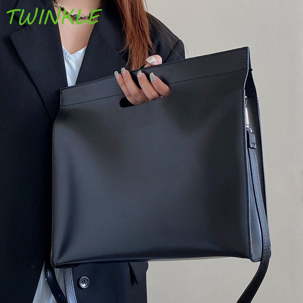 Twinkle1 Office Document Tote Bag, PU Large Capacity Computer Bag, Casual Crossbody Bag Handbag Solid Color File Bag Office Worker