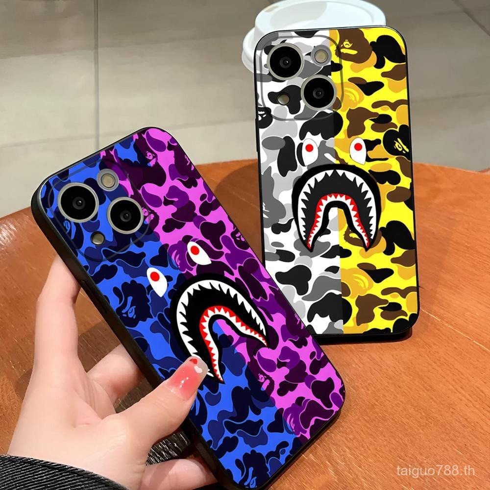 อาบน้ำ-APE B-BAPE กรณีโทรศัพท์สำหรับ15 PRO MAX iPhone 14 13 12มินิ11 XR x XS 8บวกกลับครอบคลุม6 6วินา