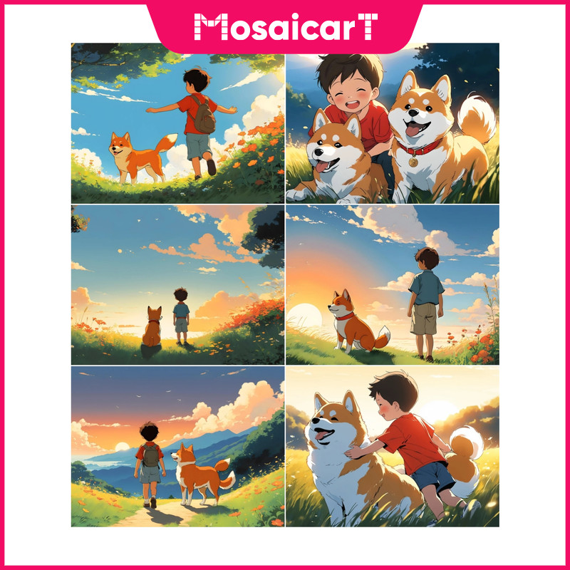 MAboy และสุนัข 5d ภาพวาดเพชรเต็มรูปแบบคู่มือห้องนั่งเล่นวางเพชร Cross Stitch ห้องรับประทานอาหารเพชรเ