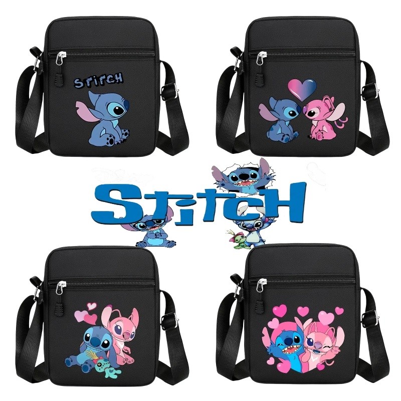 กระเป๋าสะพายข้างผ้า Oxford พิมพ์ลายการ์ตูนใหม่ของ Lilo&Stitch กระเป๋าสะพายแฟชั่นลําลองสไตล์มินิมอล