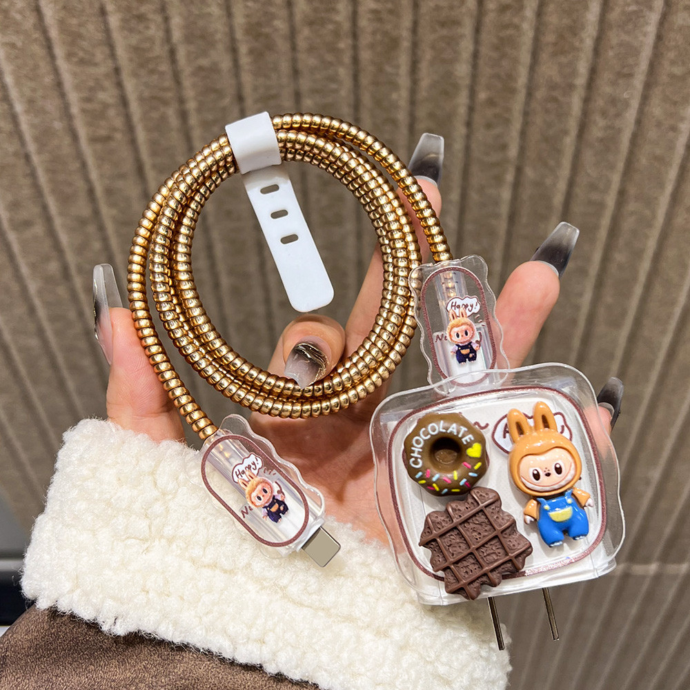 เคสซิลิโคน 3D น่ารัก ฝาครอบป้องกันตัวชาร์จ สําหรับเครื่องชาร์จแอปเปิ้ล 18/20w ที่ชาร์จ ตัวป้องกันสายเคเบิล สําหรับ USB