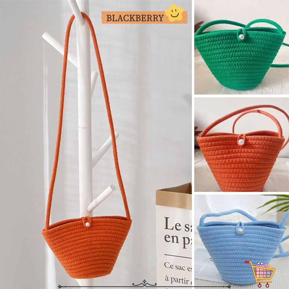 กระเป๋าถือ BLACKBERRY, Shell Shape Cotton Weaving Cottonทอกระเป๋า,แฟชั่น Handmade Shopper Tote ผู้หญิงสาว