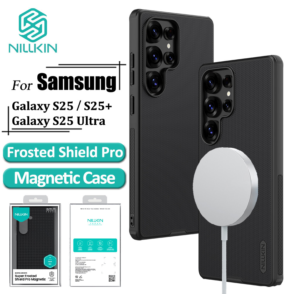 Nillkin Shield Pro เคสแม่เหล็กสําหรับ Samsung Galaxy S25 Ultra S25 + S25 เคสโทรศัพท์ป้องกันลายนิ้วมือกันกระแทกฝาหลัง