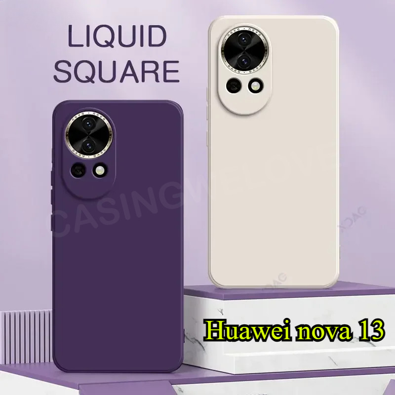 แฟชั่นสแควร์ซิลิโคนเหลวสําหรับ Huawei nova 13 HUAWEI Nova 13i Nova13 Nova13i Nova13Pro 14i 13Pro 4G 