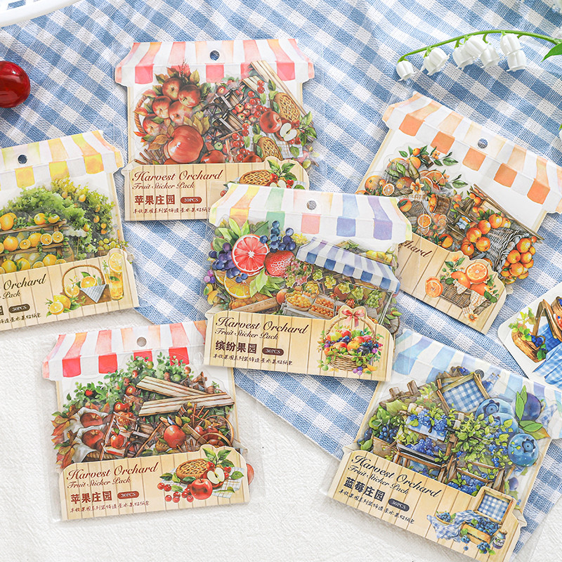 Midoo 30 ชิ้น Fruitful สวนสติกเกอร์ตกแต่งผลไม้ Manor Collage Scrapage ป้าย Journal Planner การ์ด diy สติกเกอร์