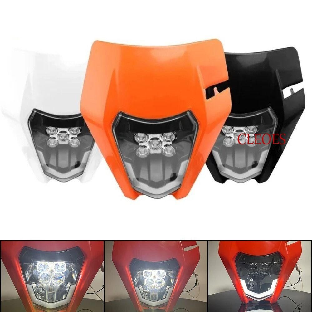 Cleoes แผ่นไฟหน้ารถจักรยานยนต์, 12 V/5A สําหรับ KTM ไฟหน้าวิบาก, Supermoto Fairing Impact Resistance Universal การปรับเปลี่ยนอุปกรณ์เสริม Motocross Enduro หน้ากากกลางแจ้ง