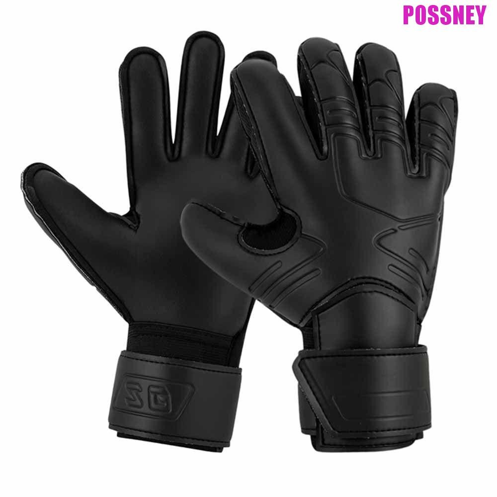 ถุงมือ POSSNEY Goalie, ป้องกันนิ้วถุงมือฟุตบอลน้ํายางทนต่อการสึกหรอ, ด้ามจับที่แข็งแกร่งสีดําทนทานหนาถุงมือผู้รักษาประตูฟุตบอลการฝึกอบรมฟุตบอล